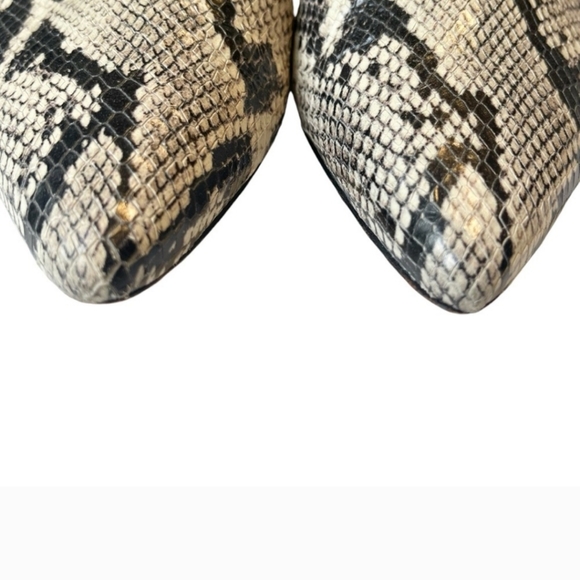 Natural Snake Embossed Slingback Kitten Heel Pointed Toe Suede Details Size 10 - Picture 6 of 13